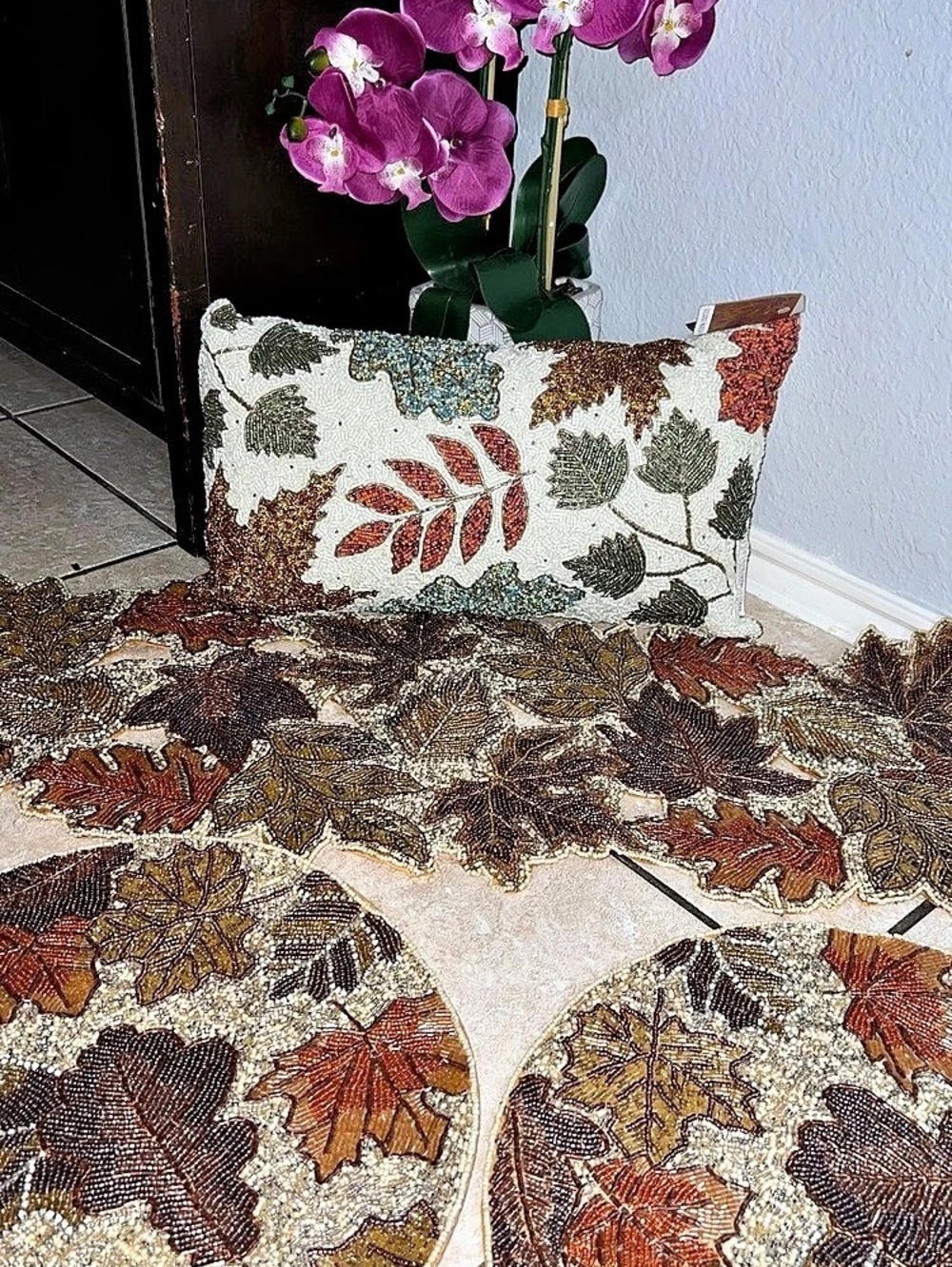 Fall Autumn Beaded Home Decor Set – 4 Pieces